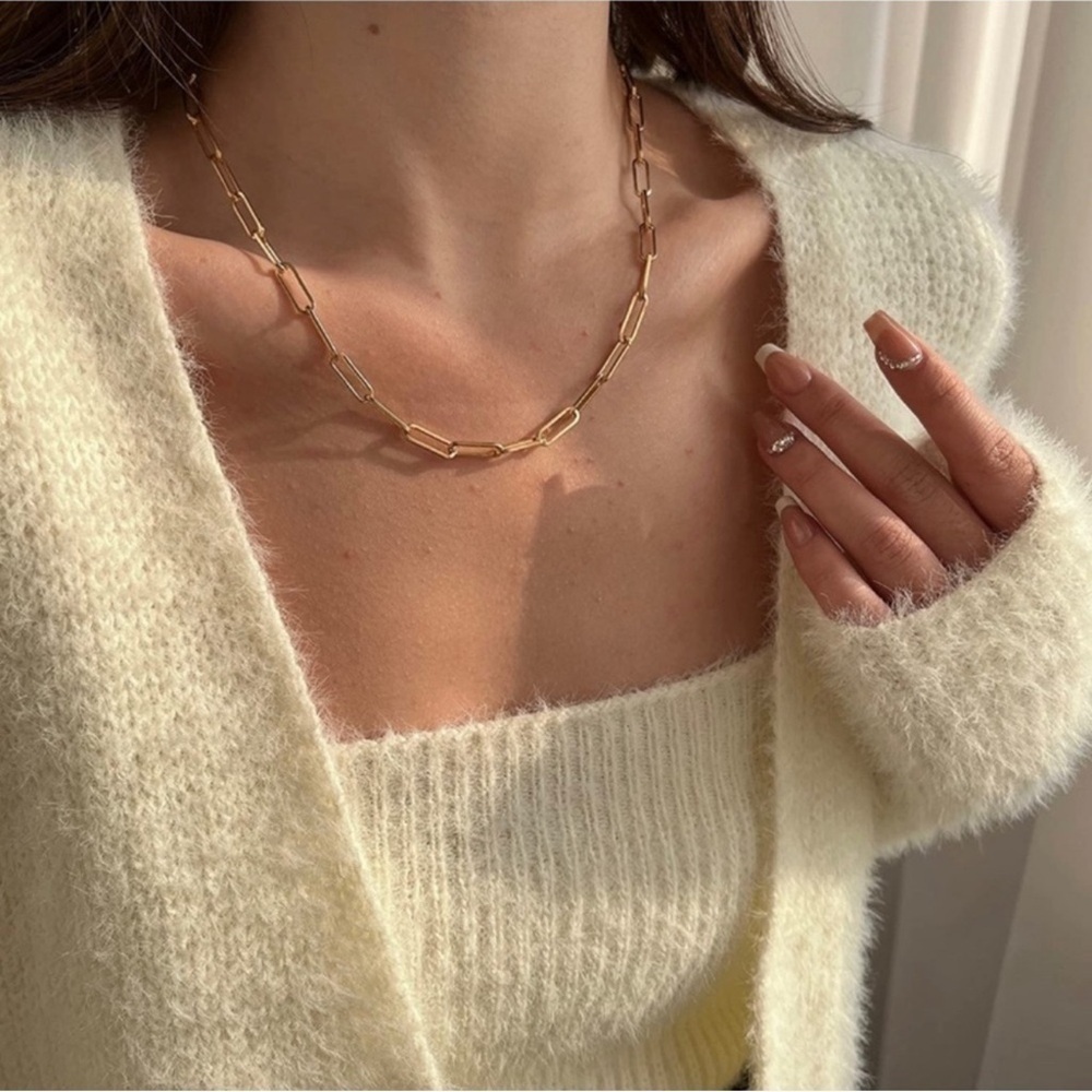 14k Gold Plated Paperclip Chain Necklace | Modern Minimalist